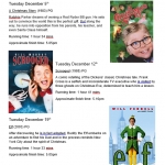 Library film club, December screenings. 