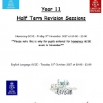 Year 11 Half Term Revision Sessions